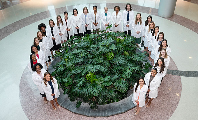group of residents in the hospital lobby