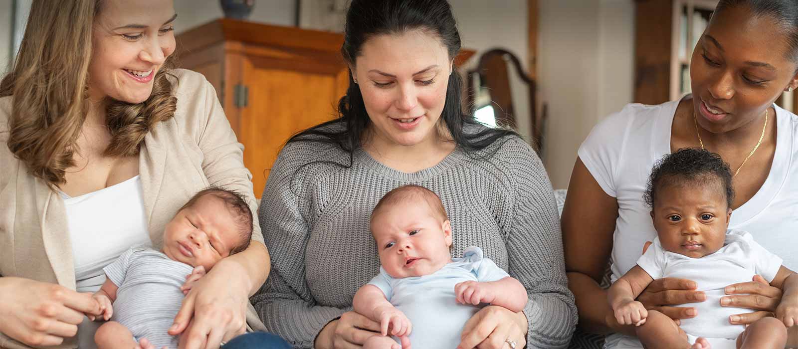 New moms and babies side by side.