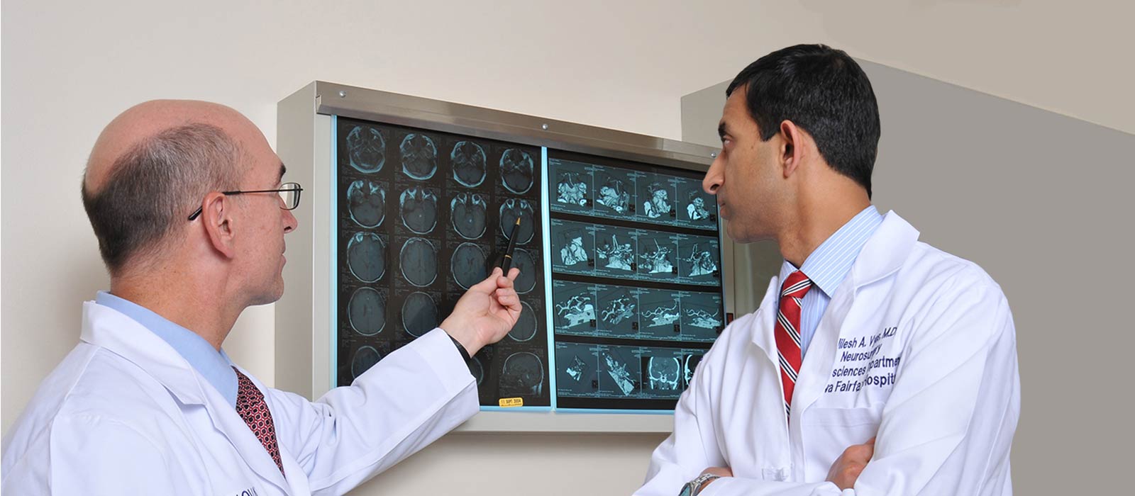 Neurosurgery team reviewing scans