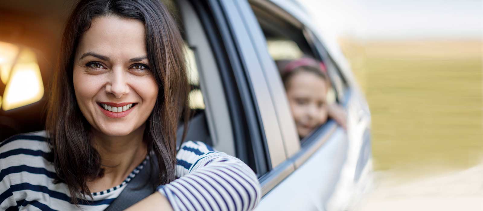 mom and child driving