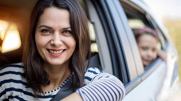 mom driving to location