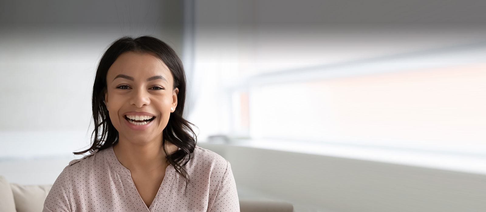 Happy young diverse woman