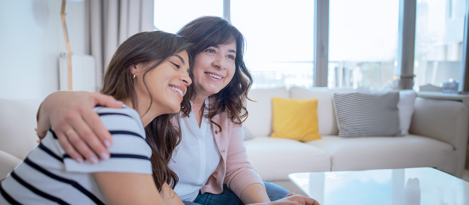 Mother and daughter at home 