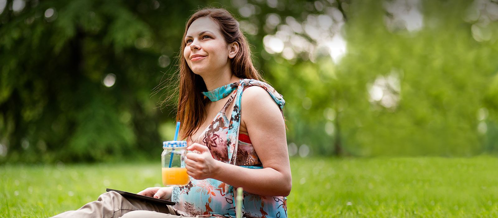 young woman relaxing outdoors