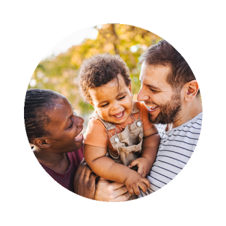 diverse young parents and child