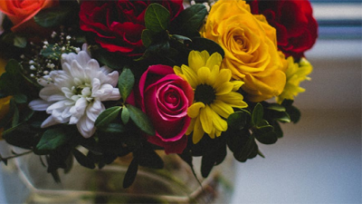 flowers in a glass vase