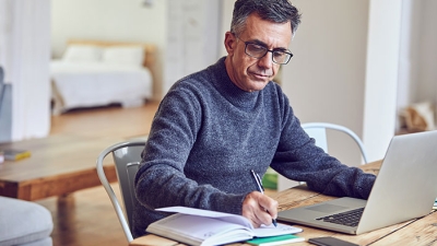 Man taking online test