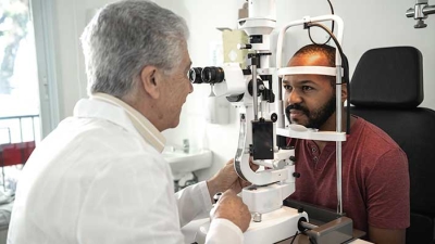 AfroAmerican patient eye examination