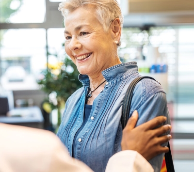 Diabetes patient greeted by patient