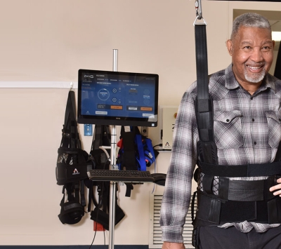 Mature man in rehab facility