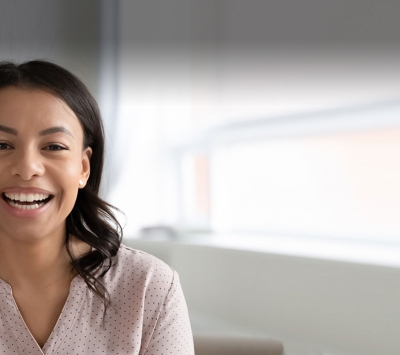 Happy young diverse woman