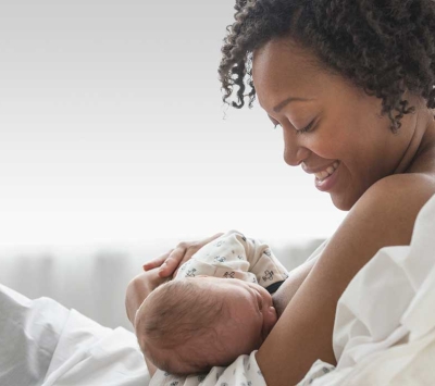 New mom and baby sharing a moment