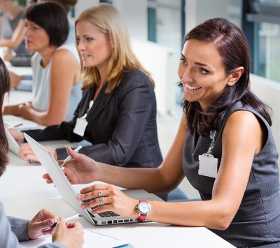 women at career event