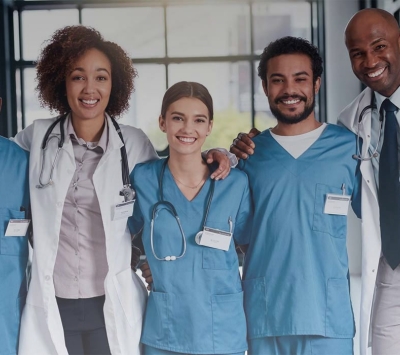 group of smiling healthcare professionals