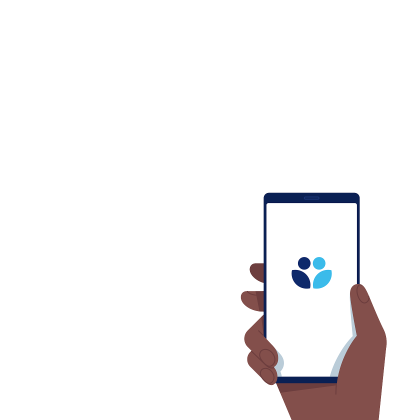 Hand holding phone mobile app illustration