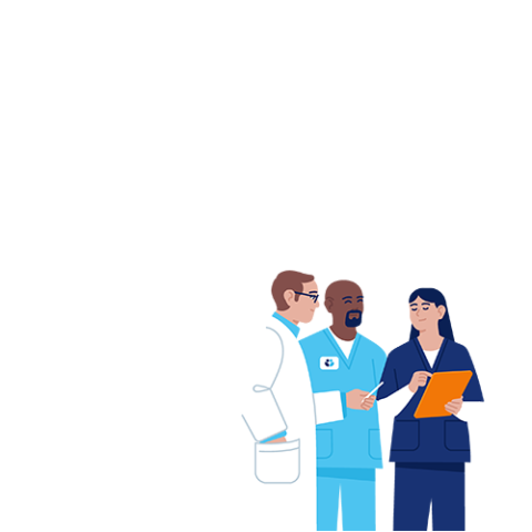 Illustration of three diverse healthcare team members