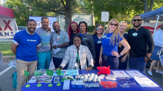 Team members giving to community