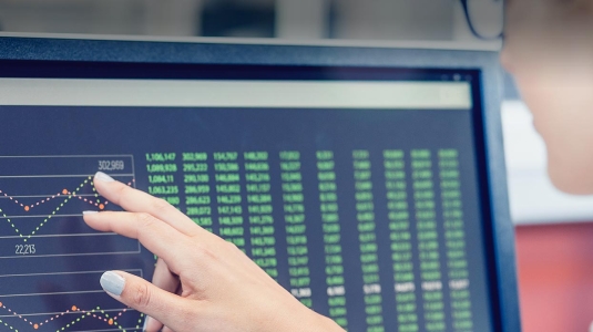 researcher reading data on screen