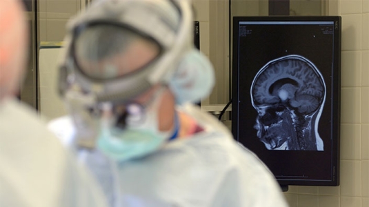 Operating room with imaging background