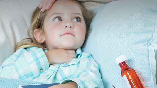Child with sore throat and fever