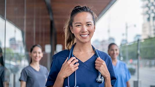 Group of healthcare workers exterior portait