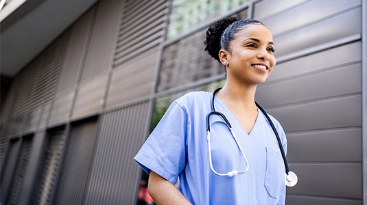 young woman with stethescope