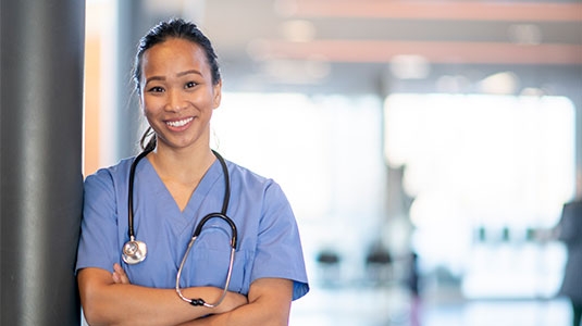 Asian nurse smiling