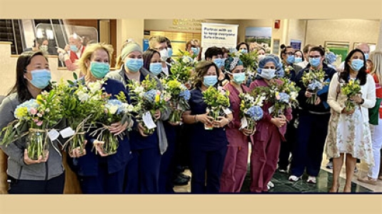nurse leaders with their Thank You flowers