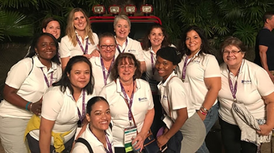 nurses smiling at conference event