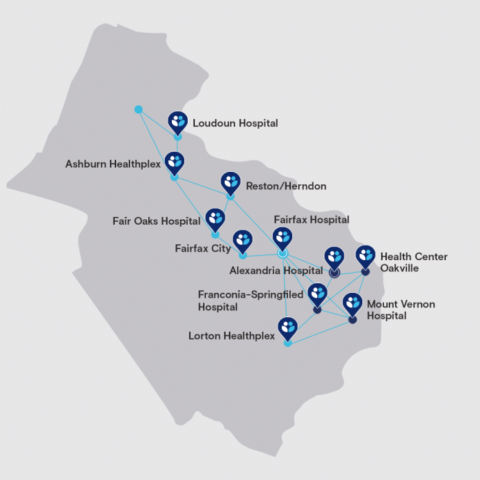 Eastern region map with pins